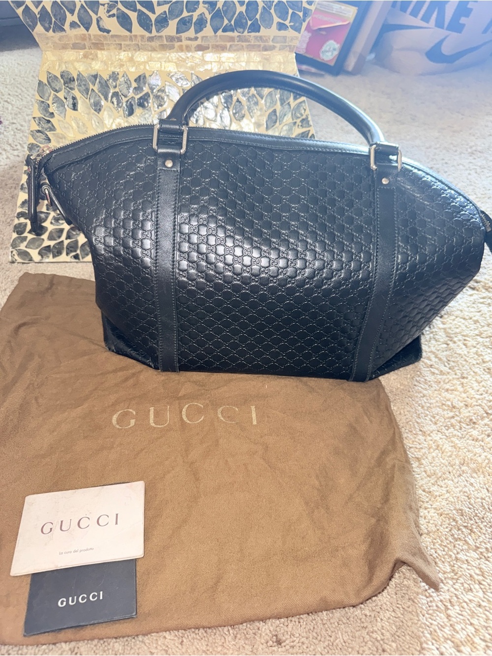 Gucci Black Microguccissima Large Tote
